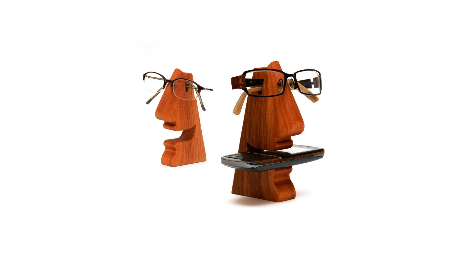 wooden holder for glasses and mobile phone